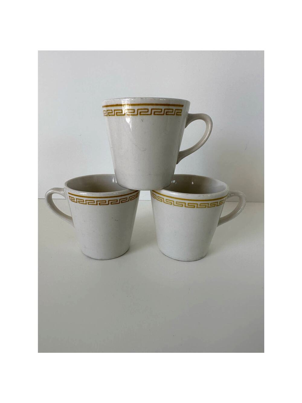 Vintage 1990s Homer Laughlin pattern "Athena" restaurant set of 3 mugs